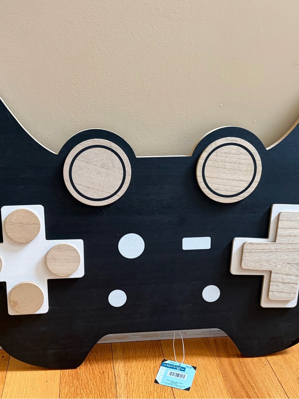 Kids Wooden Game Controller Wall Decor - Black and Natural